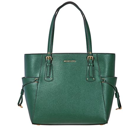 michael kors voyager east west crossgrain leather tote racing green|Michael Kors voyager tote merlot.